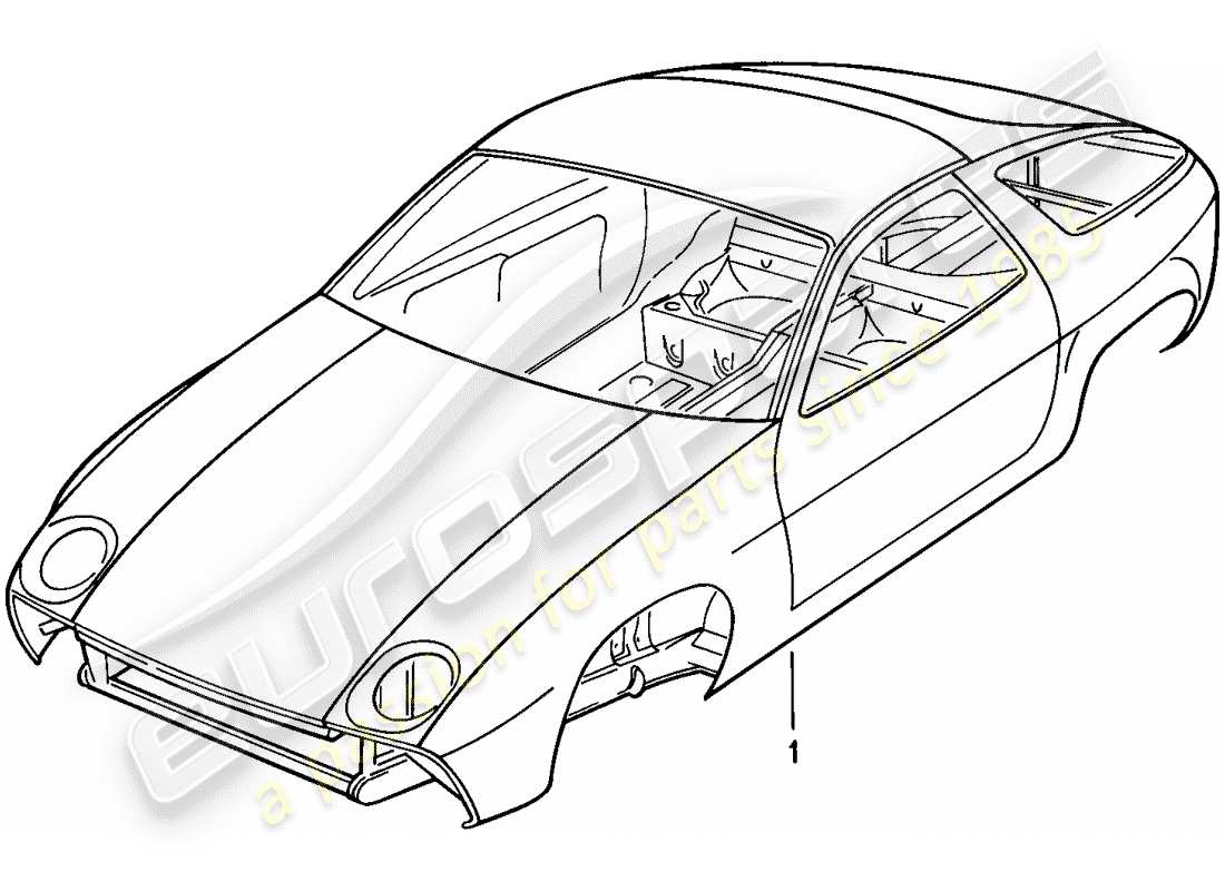 porsche 928 (1979) car body - primed - sealed - with: - underbody protection - bodyshells can only - only available from current - model year available part diagram