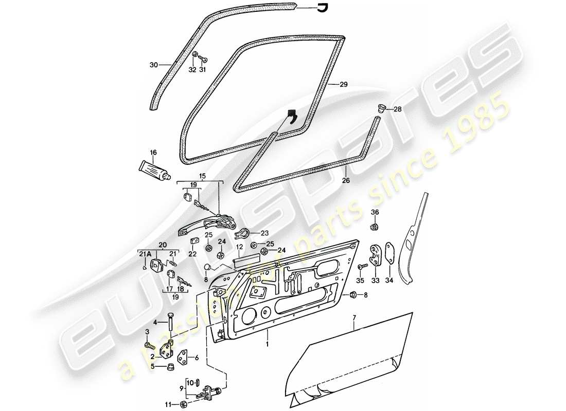 porsche 911 (1989) accessories - doors part diagram