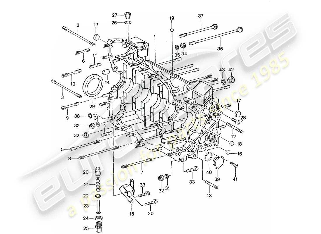 porsche 996 gt3 (2004) crankcase parts diagram