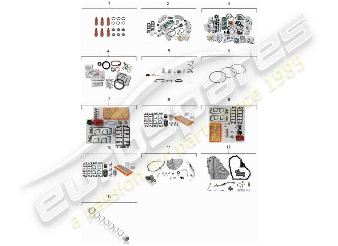 porsche 911 (1979) maintenance set - gasket set - repair kit part diagram