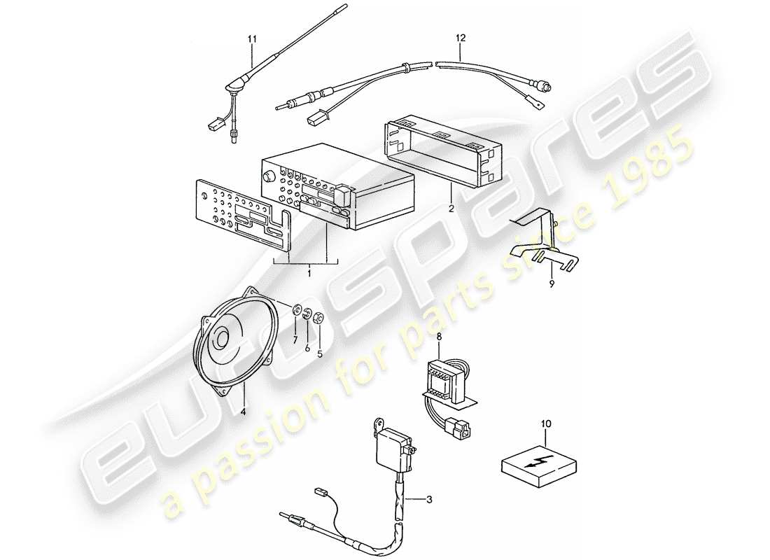 porsche 928 (1988) radio unit - installation parts parts diagram