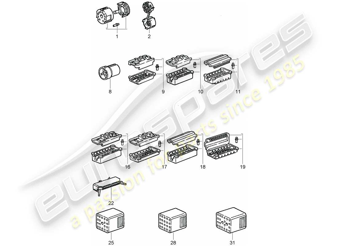 porsche 911 (1983) connector housing parts diagram