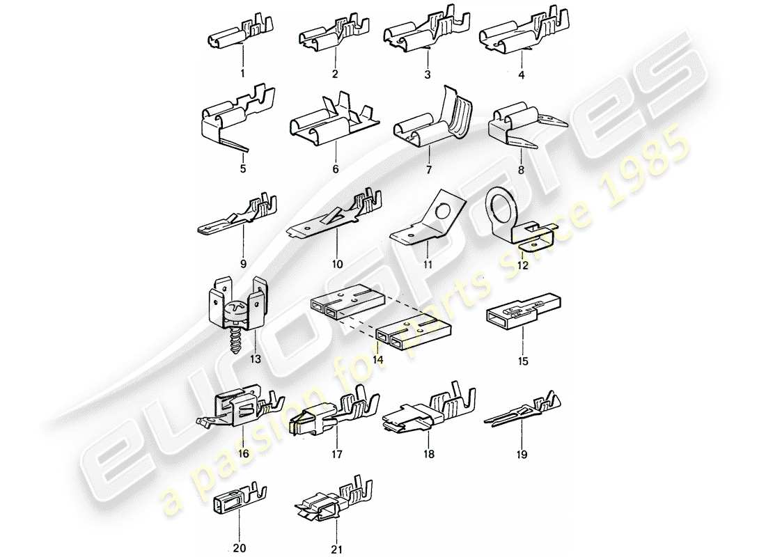 porsche 911 (1983) male blade terminal - push-on connector parts diagram