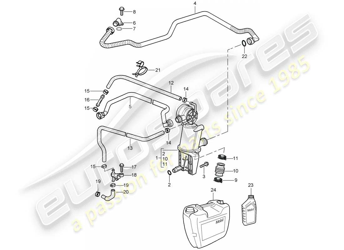 porsche 996 (2004) crankcase - oil separator parts diagram