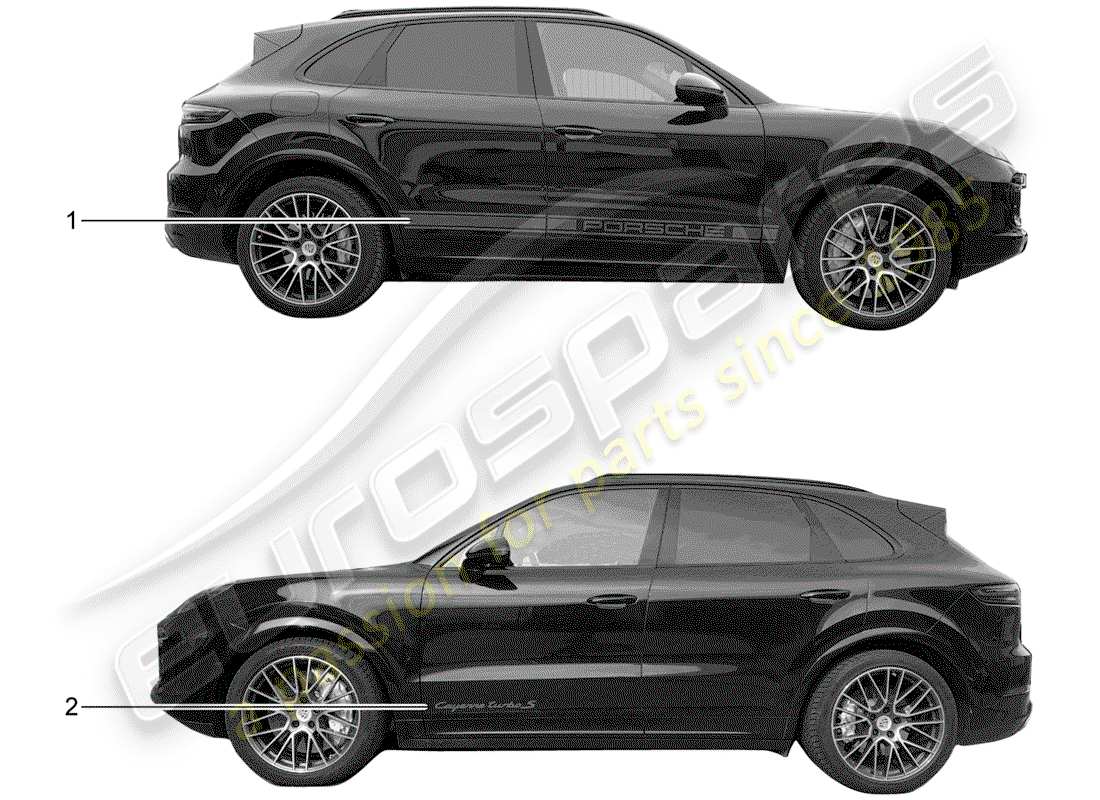 porsche tequipment cayenne (2010) trim foil part diagram