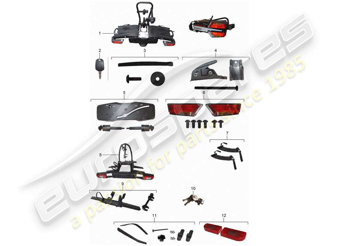 porsche tequipment cayenne (2010) bike carrier for part diagram