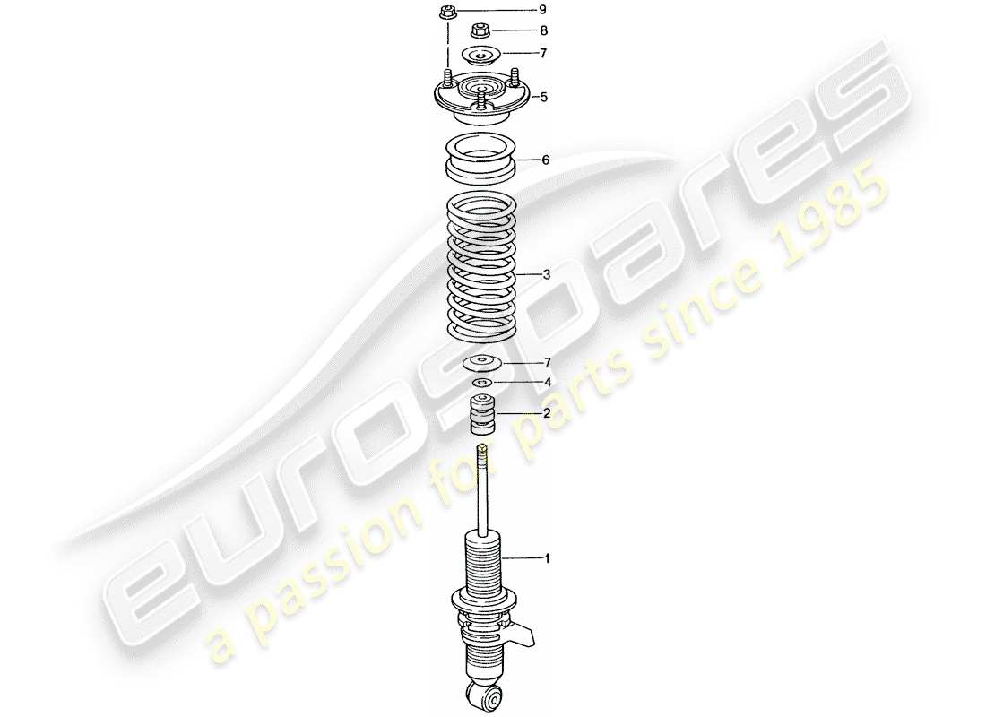 porsche 996 gt3 (2005) shock absorber - coil spring parts diagram
