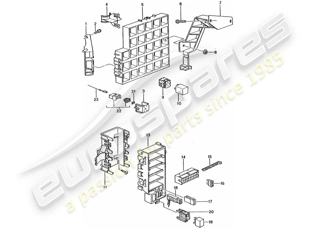 porsche 996 gt3 (2001) fuse box/relay plate - dashboard parts diagram
