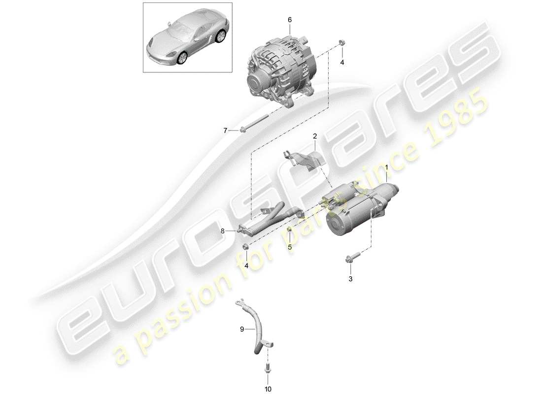 porsche 718 cayman (2020) starter parts diagram