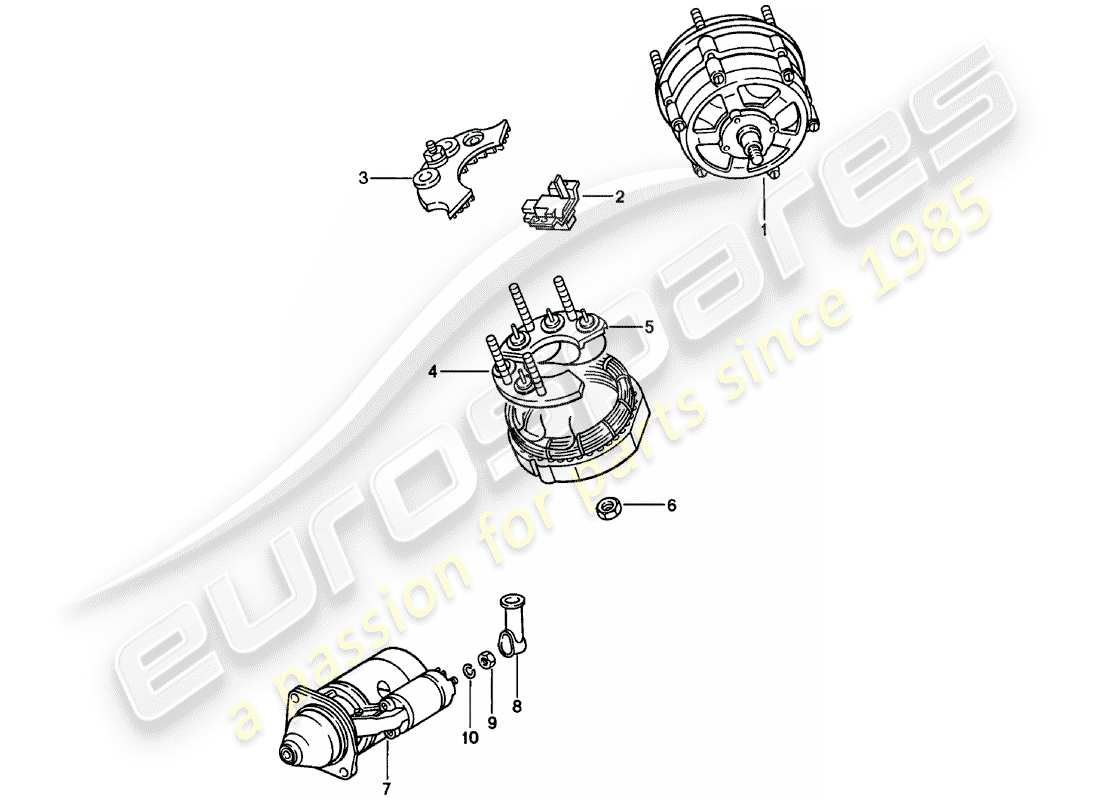 porsche 911 (1983) alternator - starter parts diagram