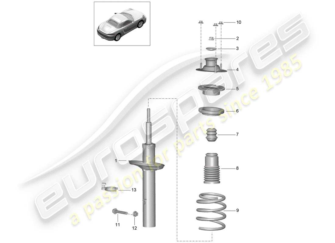 porsche 718 boxster (2019) shock absorber part diagram