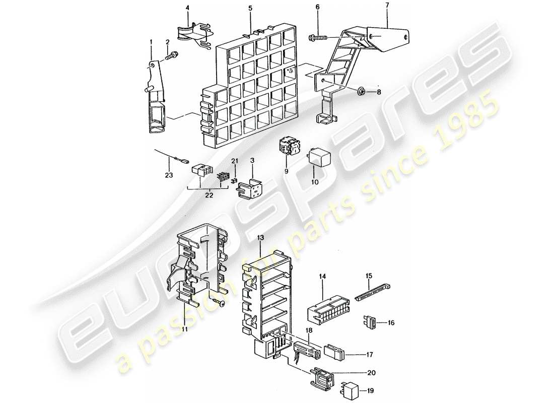 porsche 996 gt3 (2004) fuse box/relay plate - dashboard part diagram