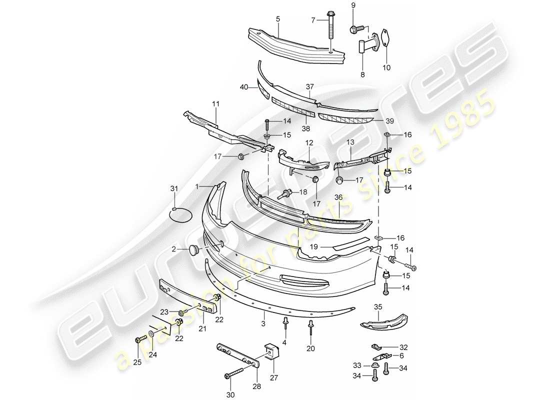 porsche 996 gt3 (2004) bumper part diagram