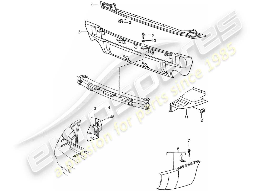 porsche 993 (1994) heat protection - for - bumper part diagram