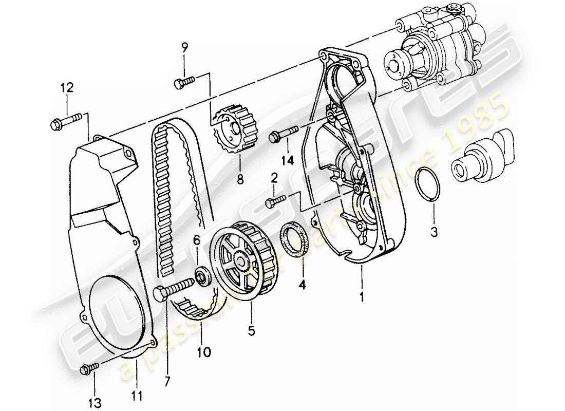 porsche 993 (1996) driving mechanism - power-steering pump part diagram