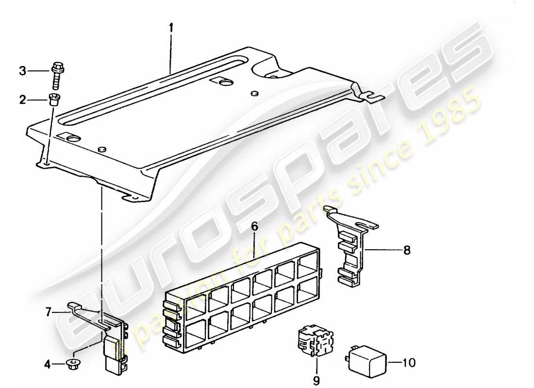 porsche 996 gt3 (2005) fuse box/relay plate - rear end parts diagram