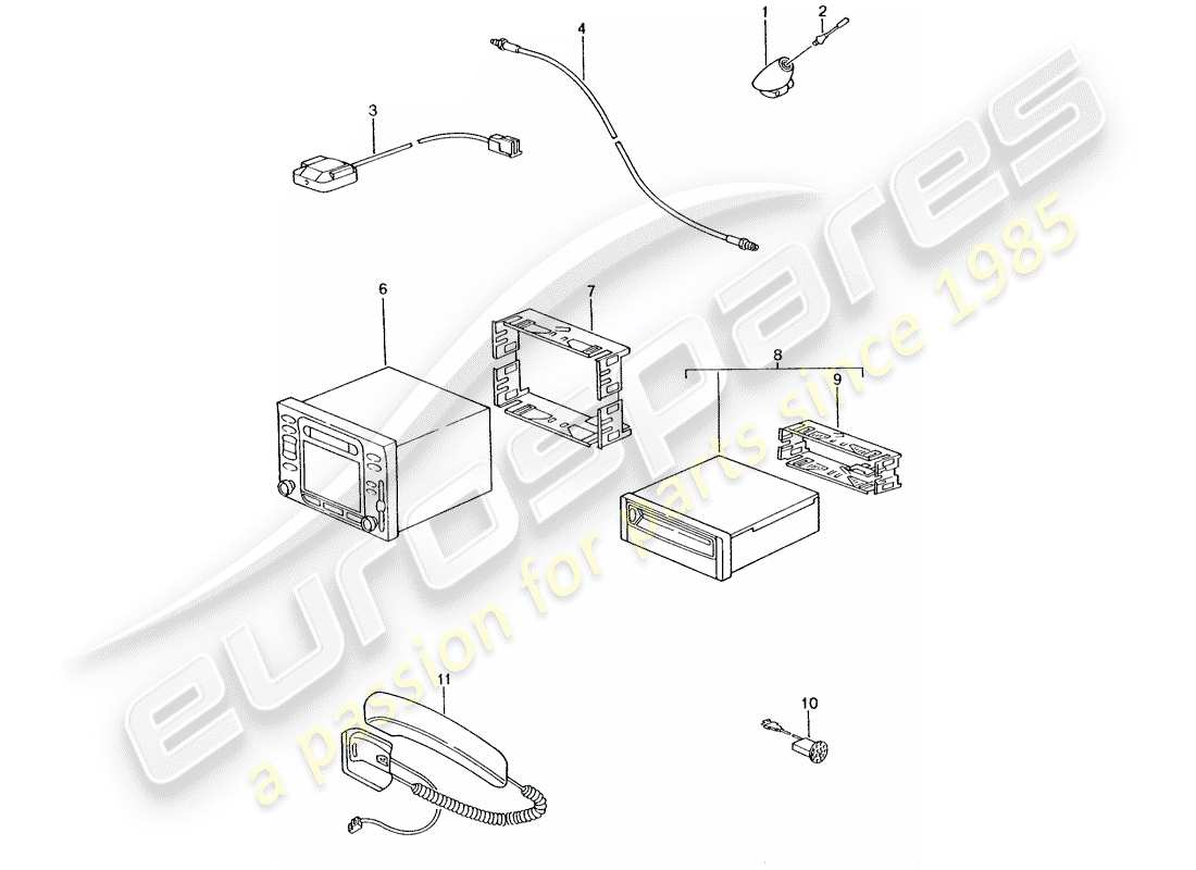 porsche boxster 986 (1997) navigation system - support part/receiver - d >> - mj 2002 part diagram