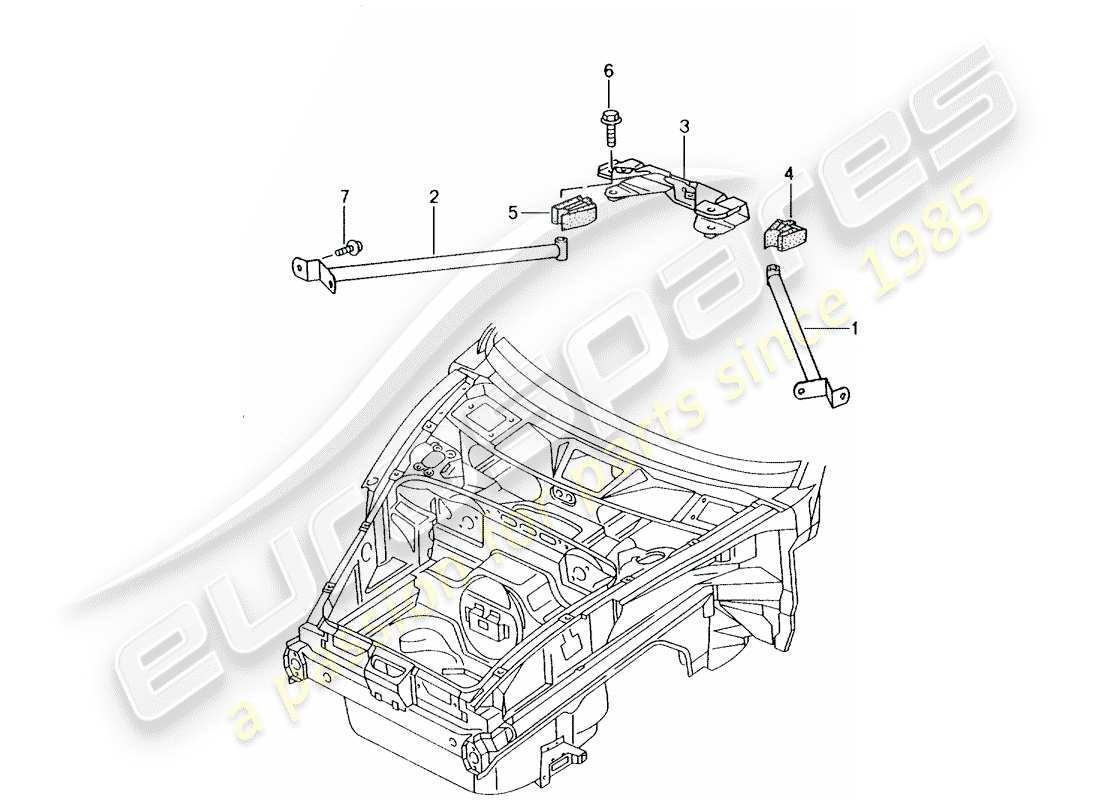 porsche boxster 986 (1997) dome strut part diagram