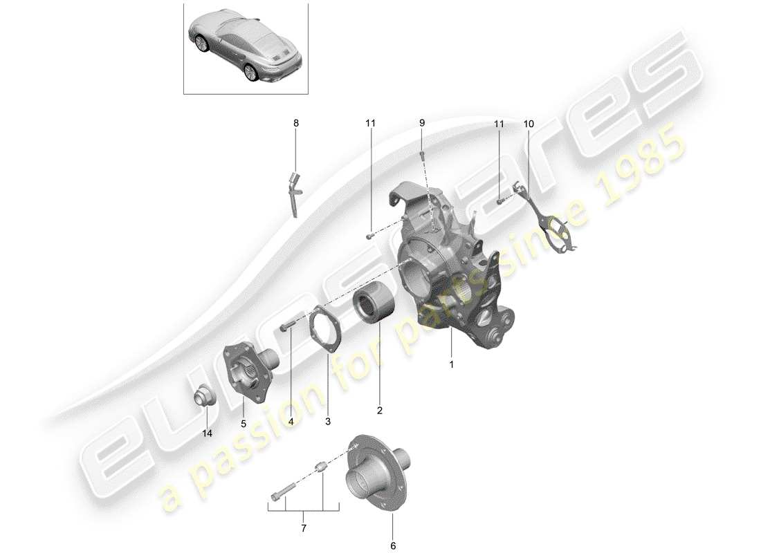 porsche 991 turbo (2019) rear axle part diagram