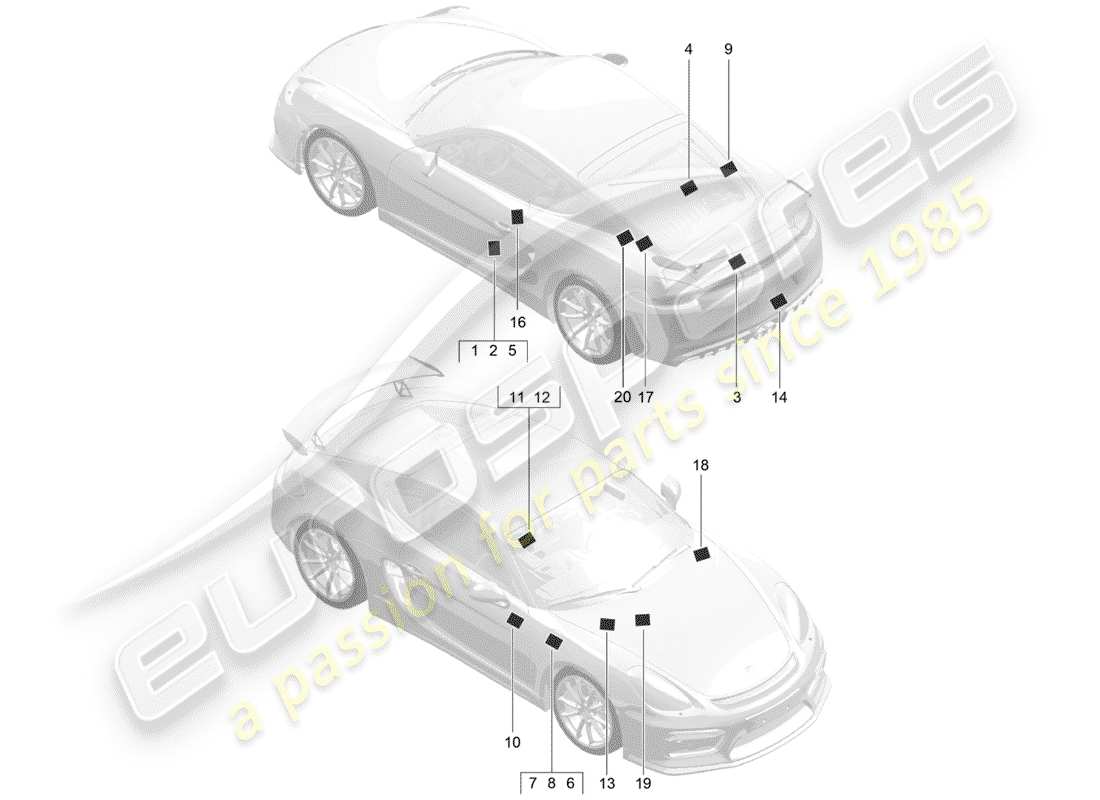 porsche 2016 signs/notices part diagram