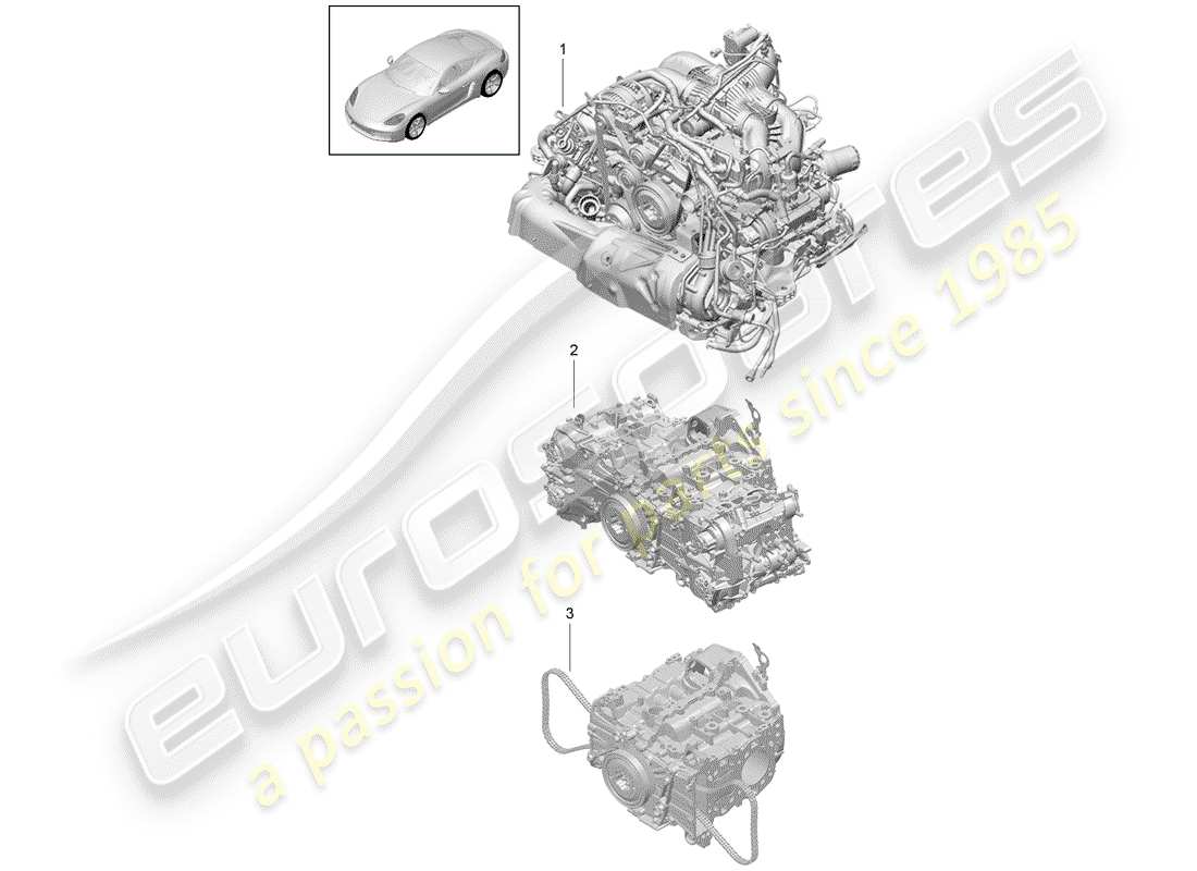 porsche 718 cayman (2017) replacement engine parts diagram