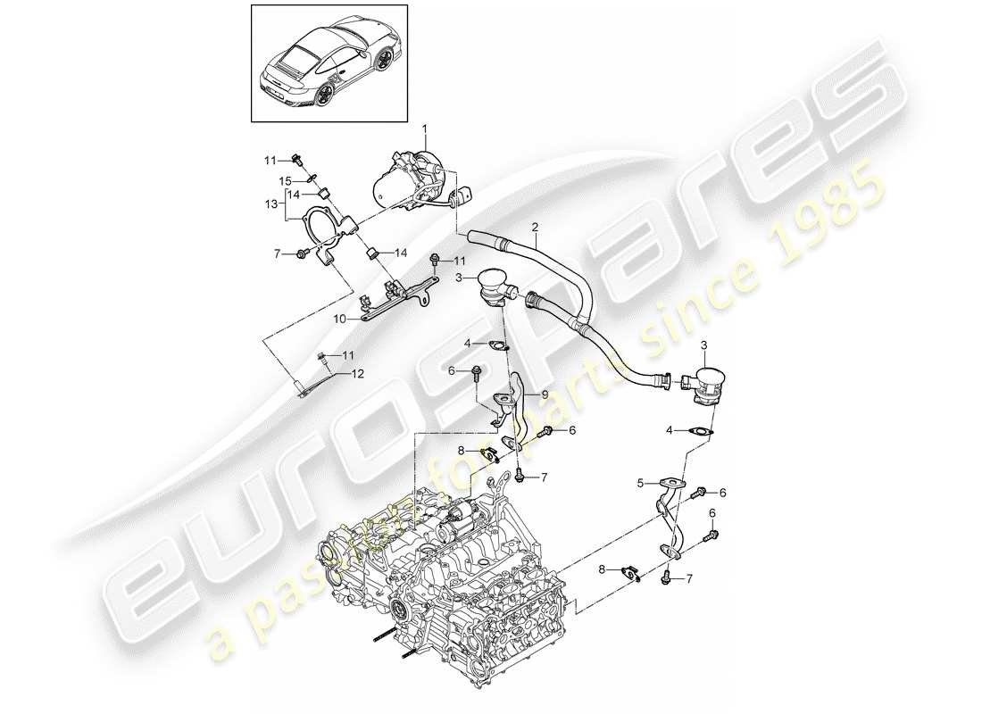 porsche 911 t/gt2rs (2011) exhaust emission control sys- parts diagram