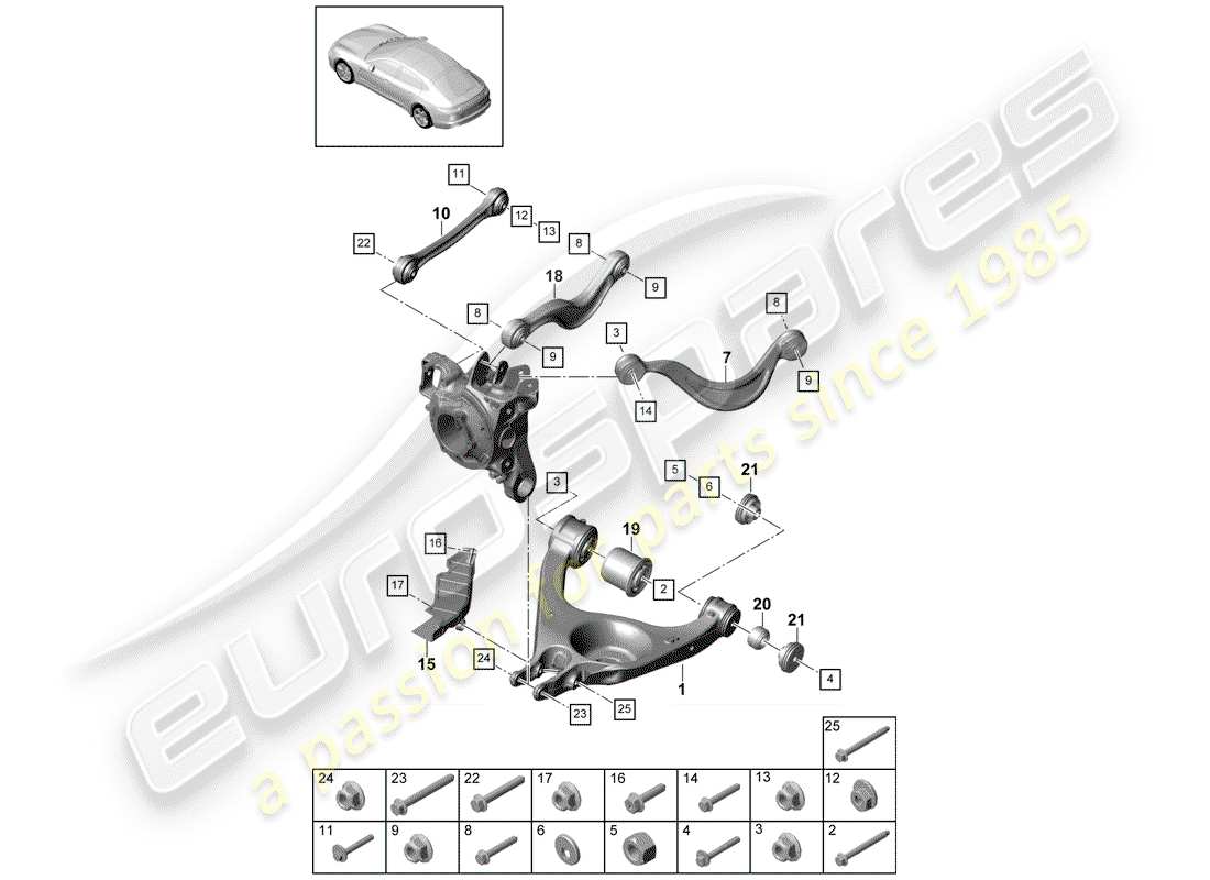 porsche panamera 971 (2020) track control arm part diagram