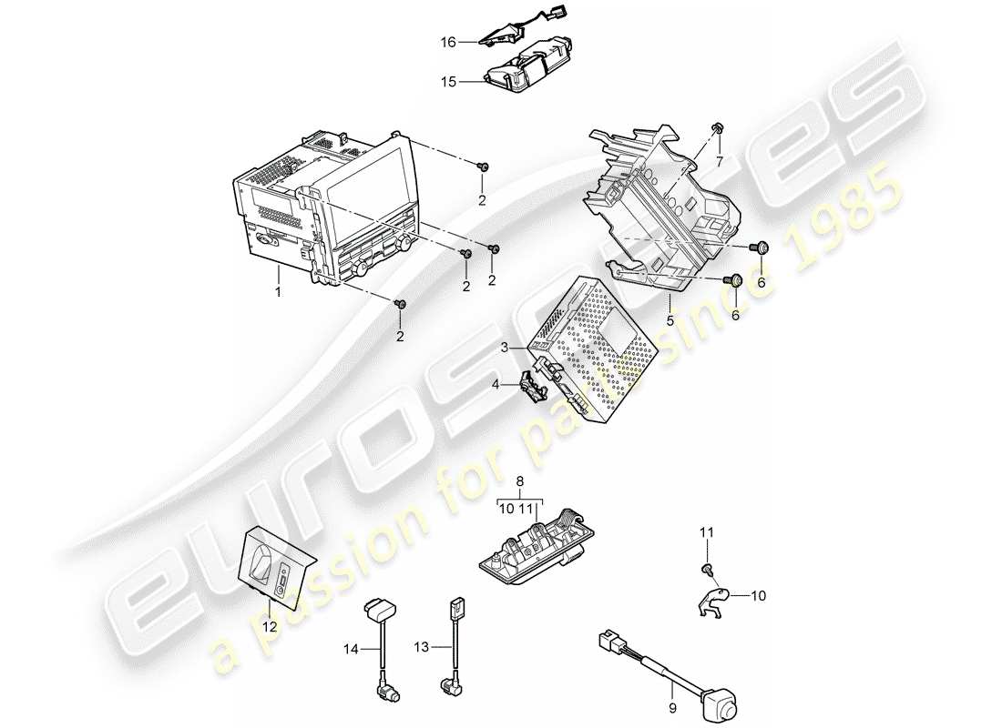 porsche panamera 970 (2016) radio unit part diagram