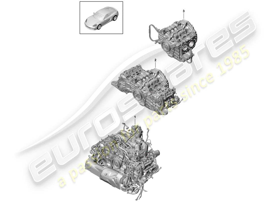 porsche 718 cayman (2018) replacement engine parts diagram