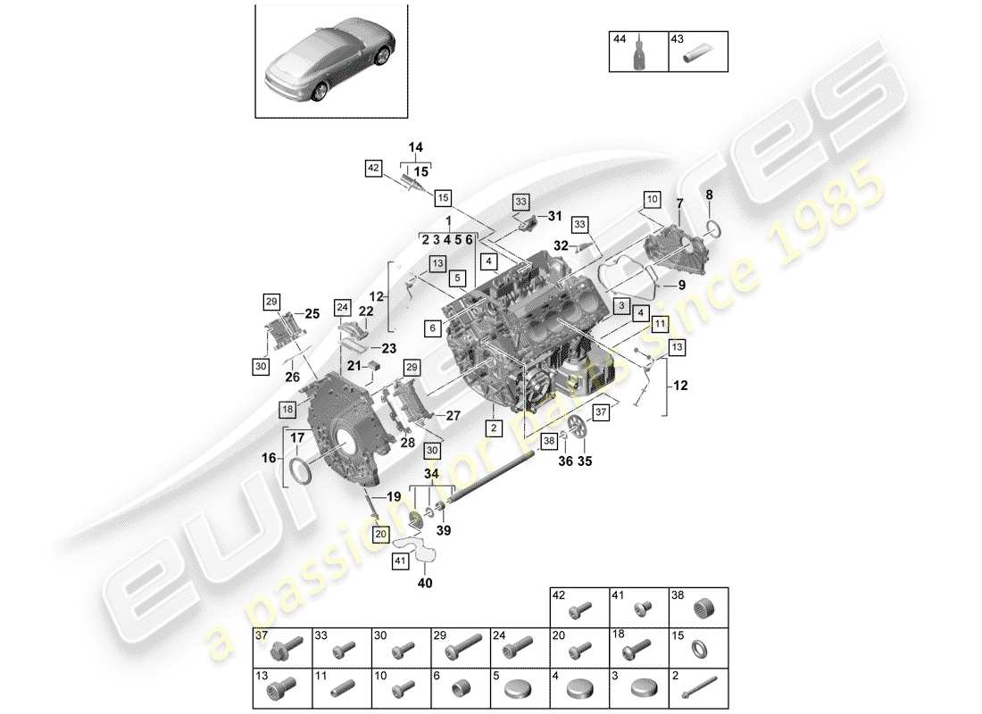 porsche panamera 971 (2019) crankcase parts diagram