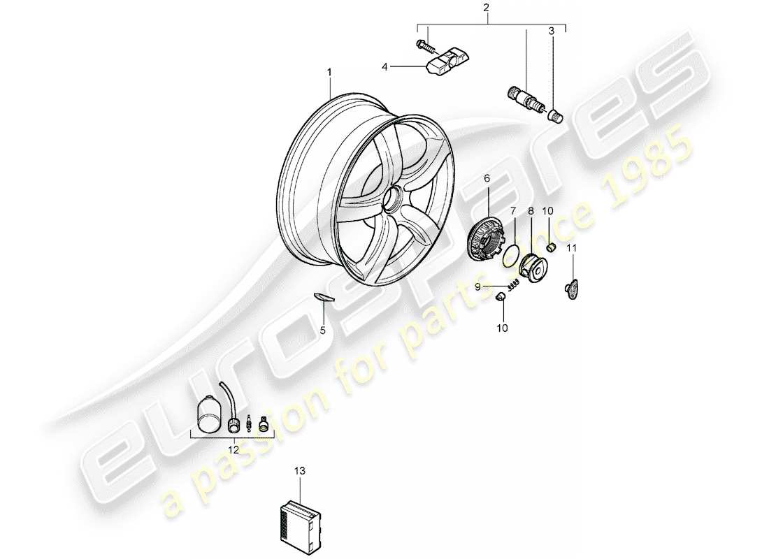 porsche carrera gt (2006) wheels part diagram