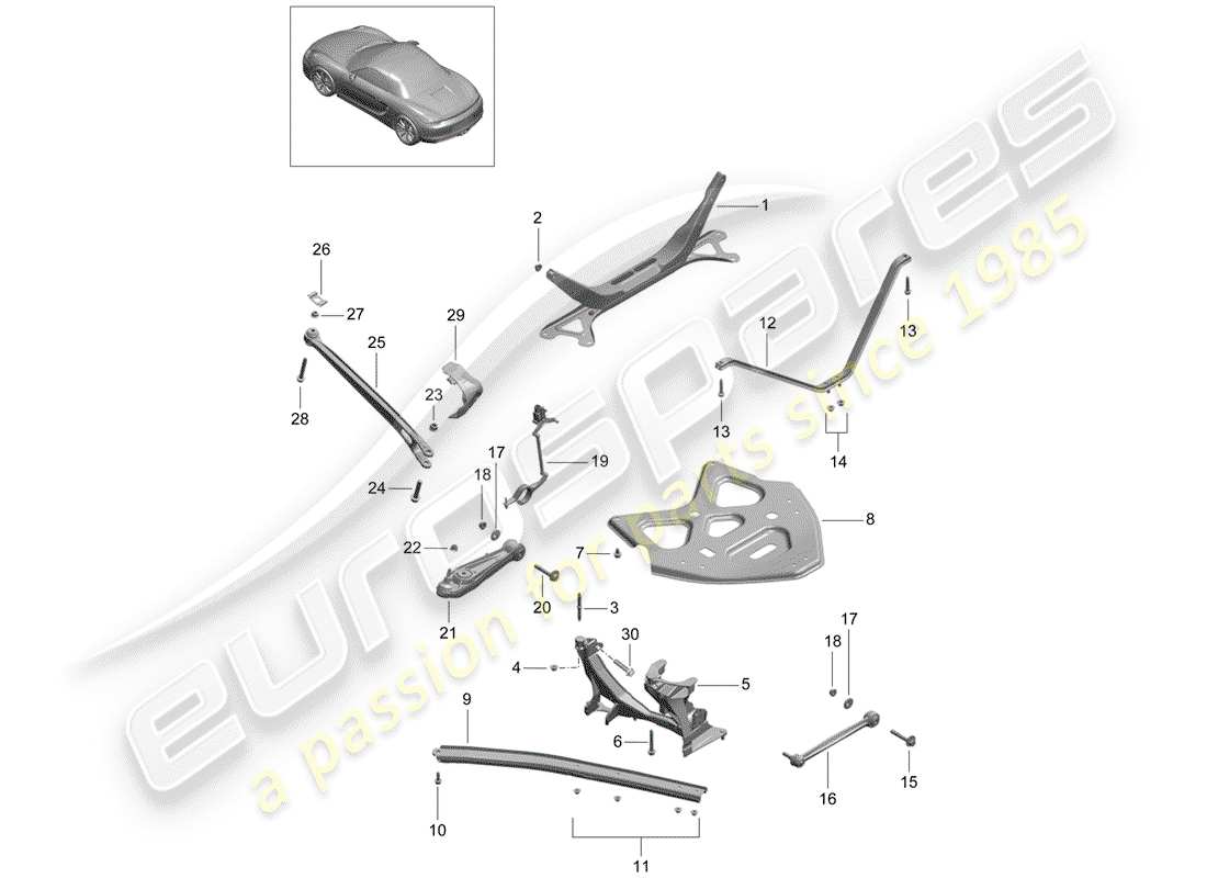 porsche boxster 981 (2016) rear axle part diagram