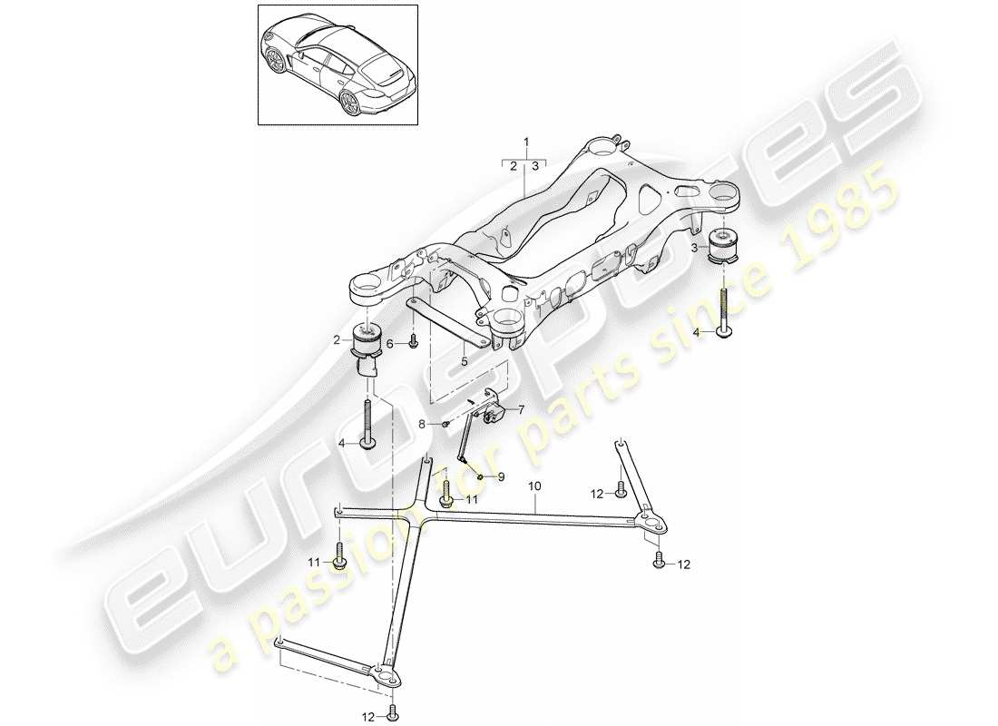 porsche panamera 970 (2016) rear axle part diagram