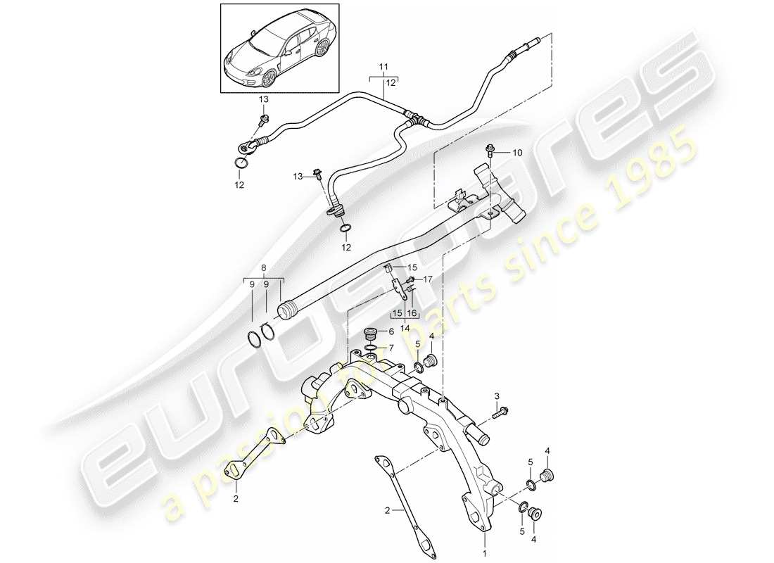 porsche panamera 970 (2016) water cooling 1 part diagram