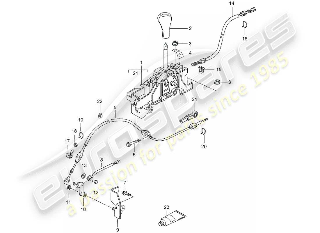 porsche boxster 986 (1997) selector lever - tiptronic part diagram