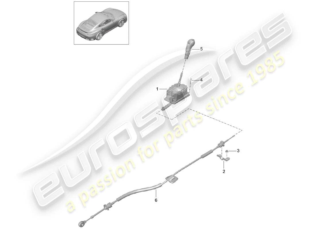 porsche 991 turbo (2015) selector lever parts diagram