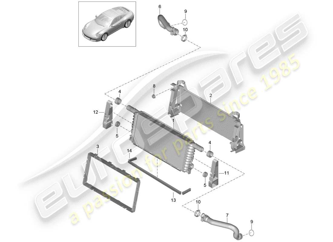 porsche 991 gen. 2 (2017) radiator parts diagram