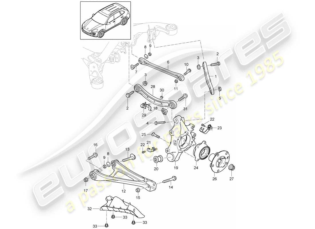 porsche cayenne e2 (2012) rear axle part diagram