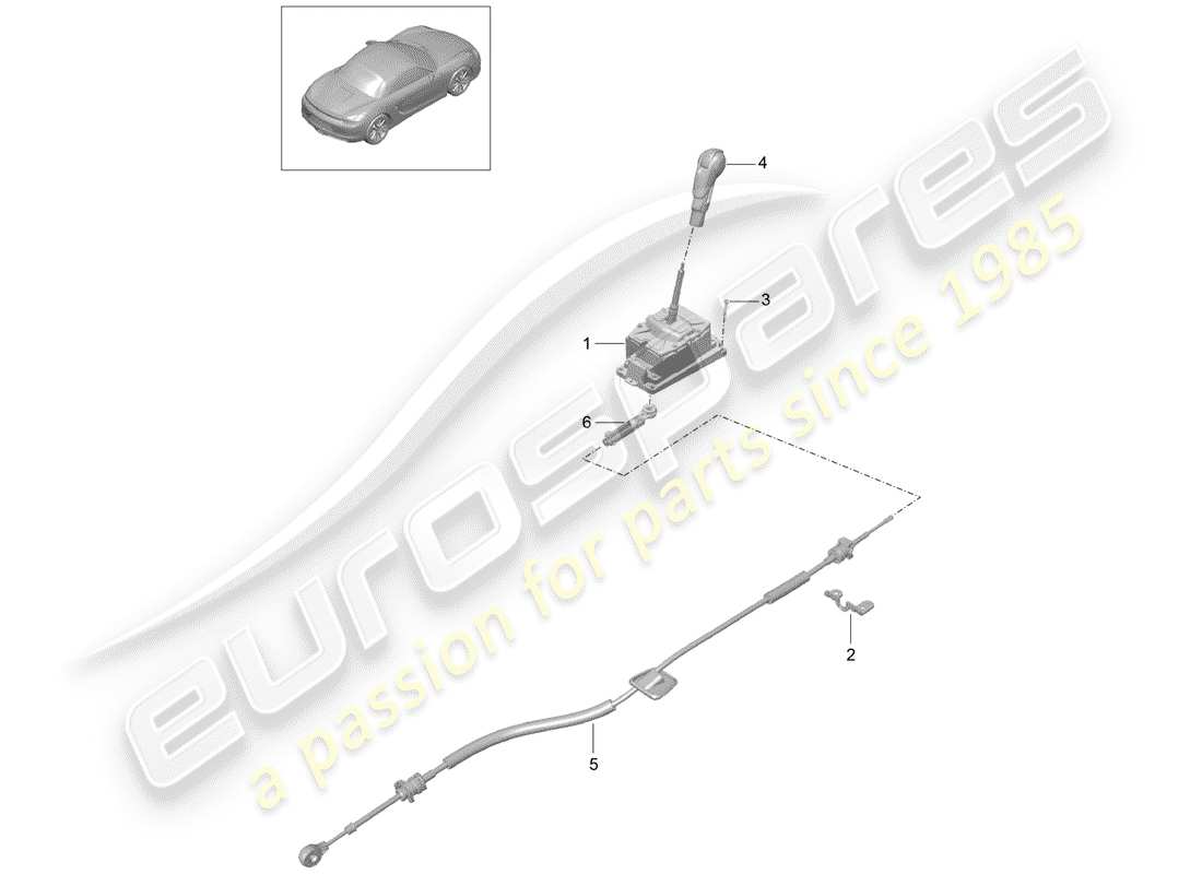 porsche boxster 981 (2016) selector lever part diagram