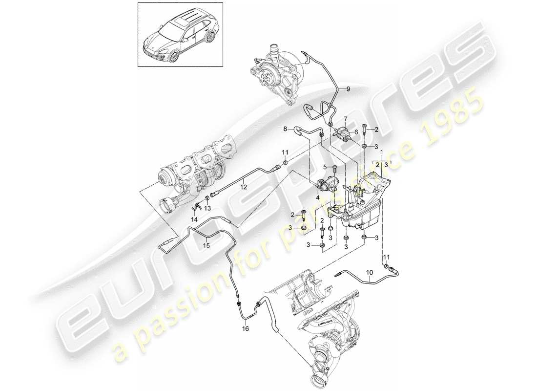 porsche cayenne e2 (2011) vacuum tank part diagram