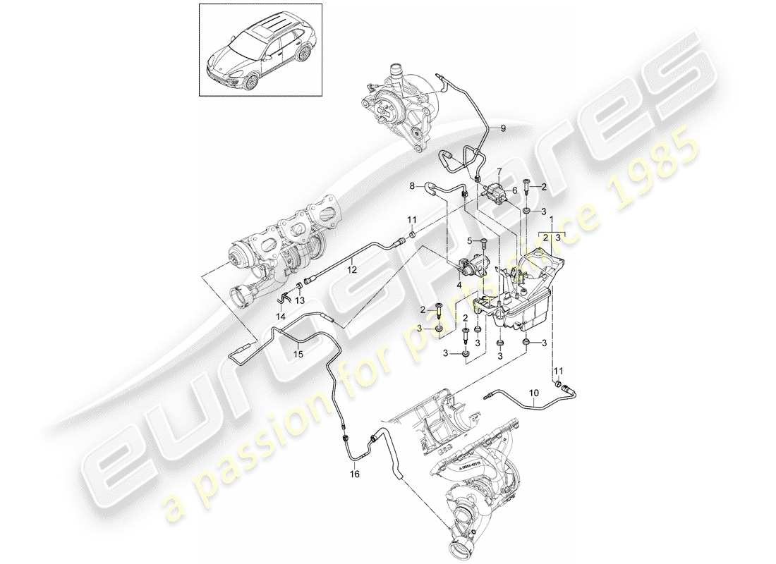 porsche cayenne e2 (2018) vacuum tank part diagram