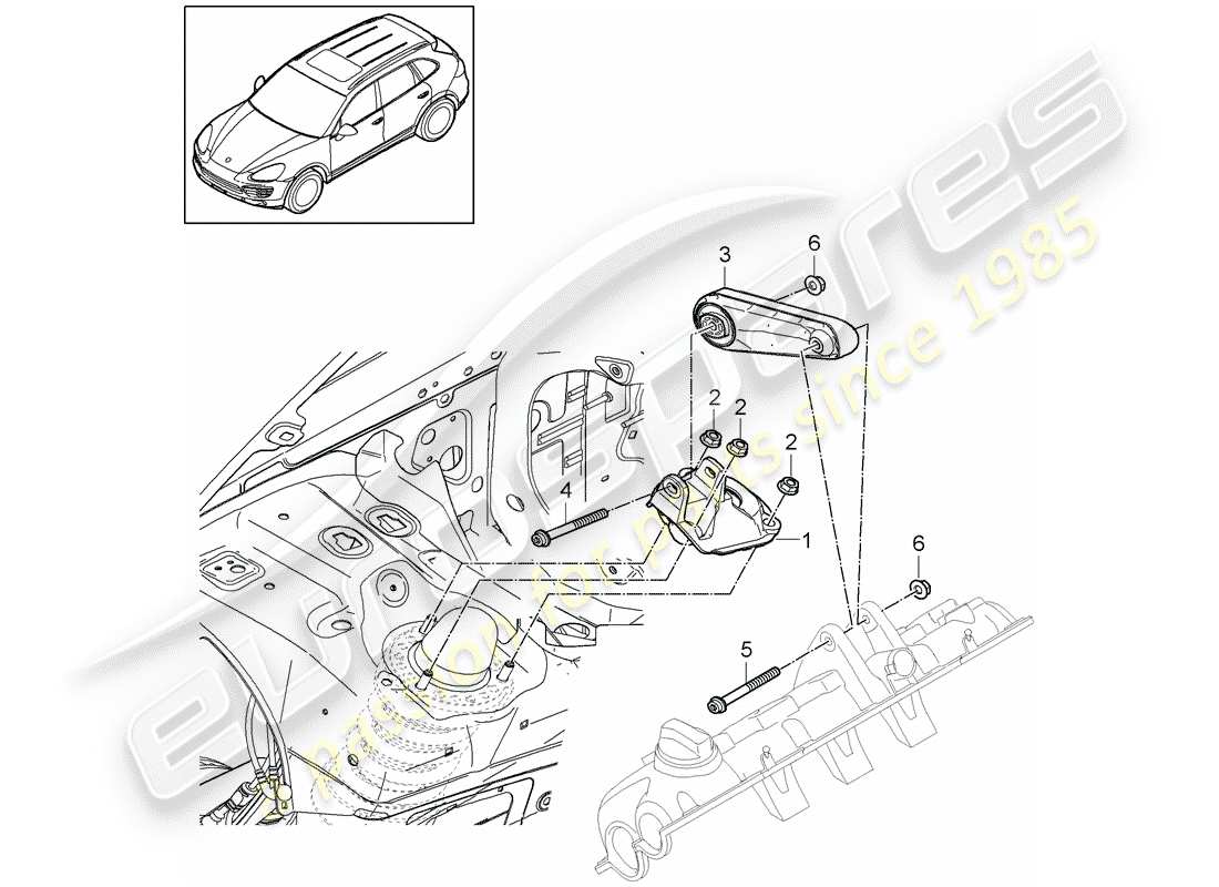 porsche cayenne e2 (2018) engine lifting tackle part diagram