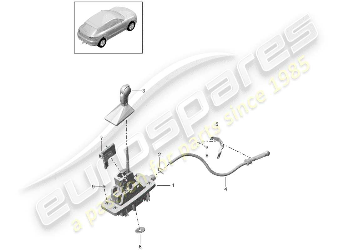 porsche macan (2018) selector lever part diagram