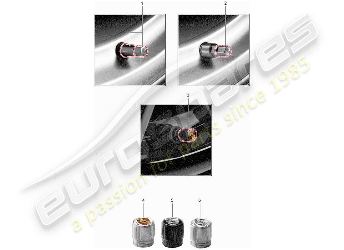 porsche tequipment catalogue (2012) valve cap for part diagram