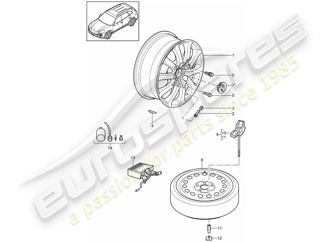 porsche cayenne e2 (2018) wheels part diagram