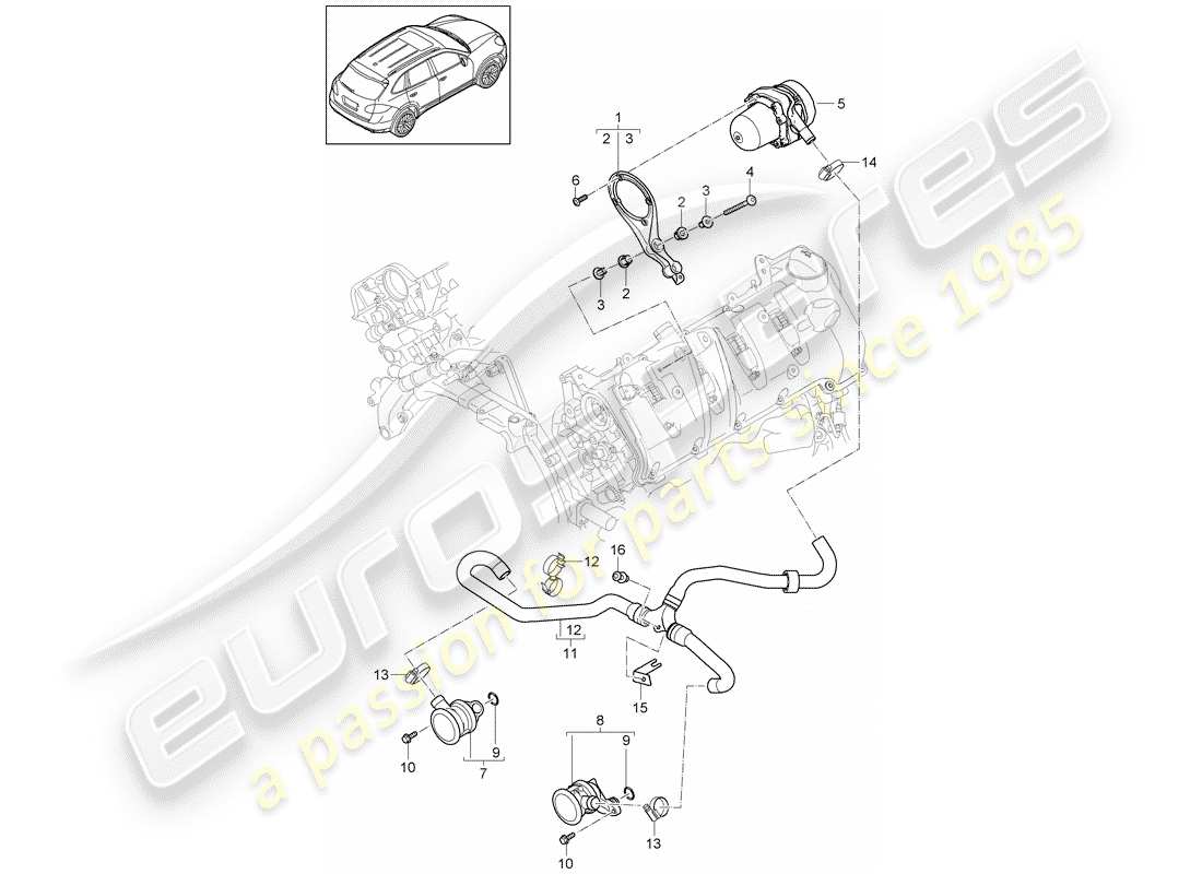 porsche cayenne e2 (2018) secondary air pump part diagram