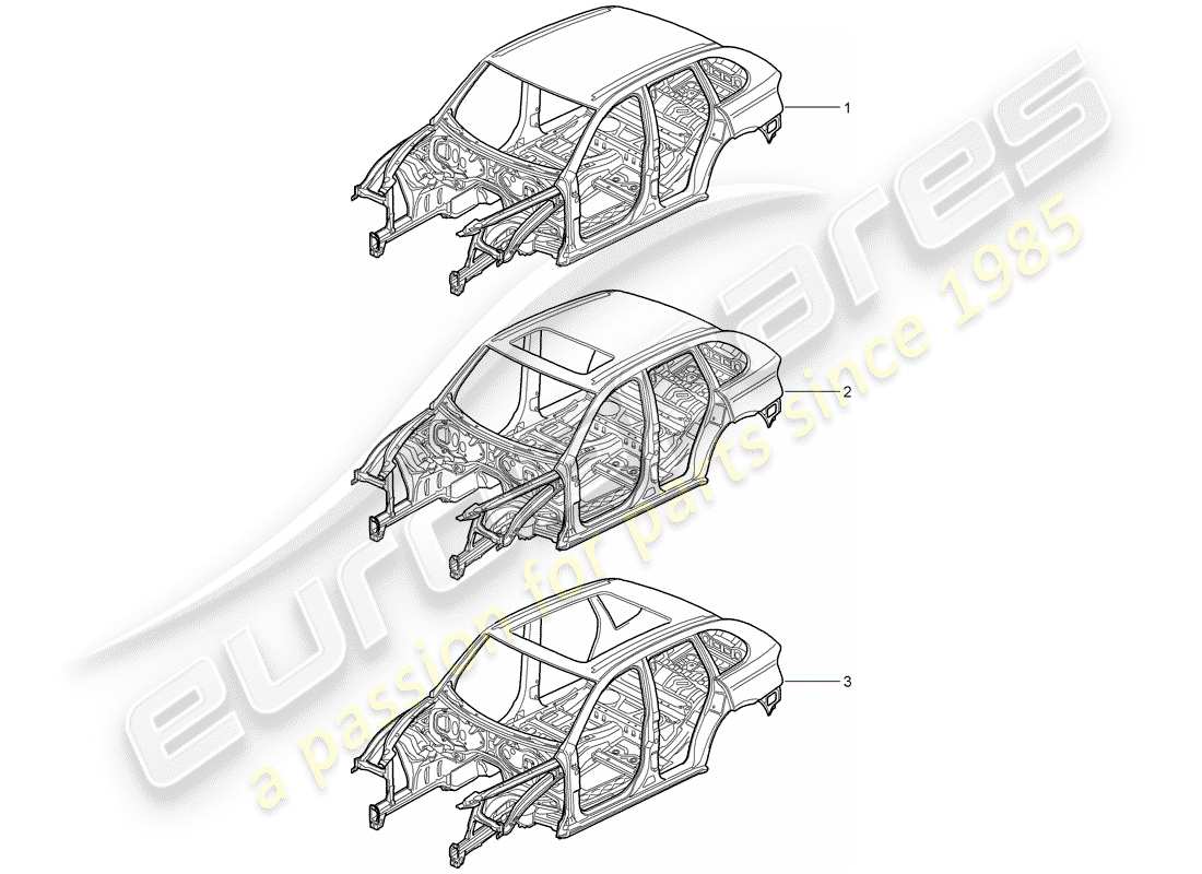 porsche cayenne (2008) car body part diagram