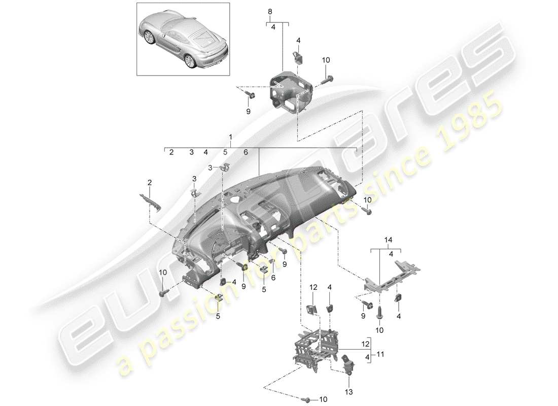 porsche 2016 dash panel trim part diagram