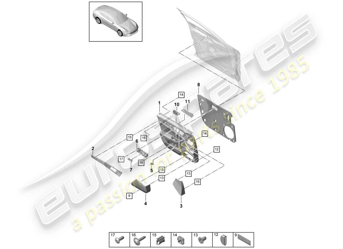 porsche panamera 971 (2017) door panel part diagram