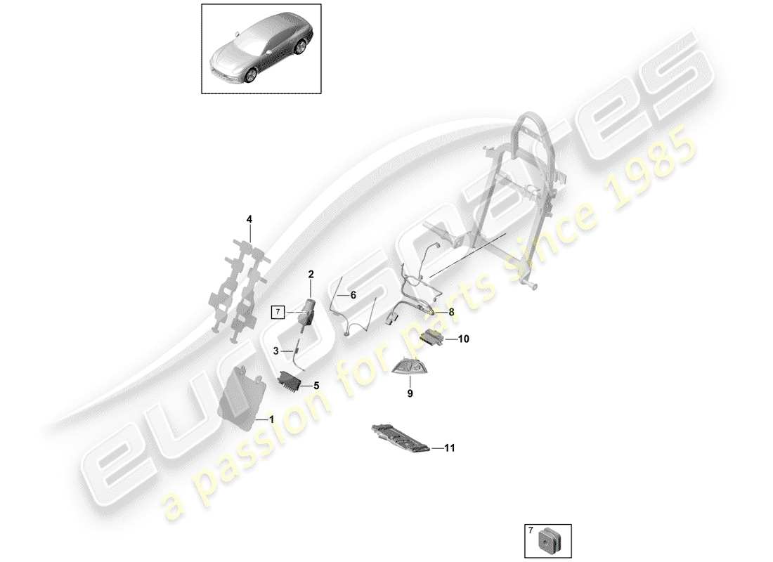 porsche panamera 971 (2019) lumbar part diagram